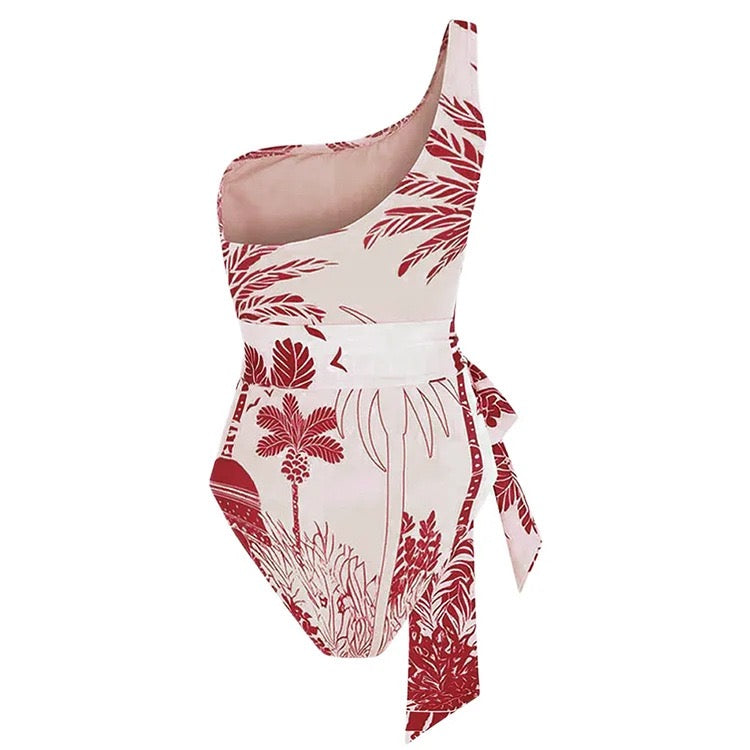 City One Shoulder Monokini With Sarong Set